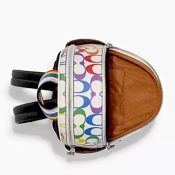 NWT COACH Mini Court Backpack CK377 In Rainbow Signature Canvas Authentic - Picture 5 of 8